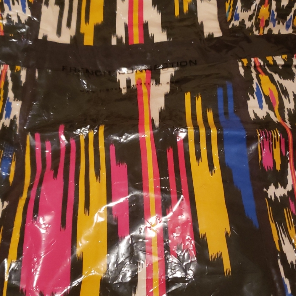French Connection NEW Ikat Cotton Bodycon 2way Back Zipper  Dress Black Red Sexy - Picture 10 of 12